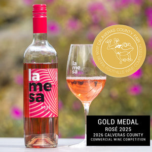 Rose 2025 with gold award on outdoor terrace