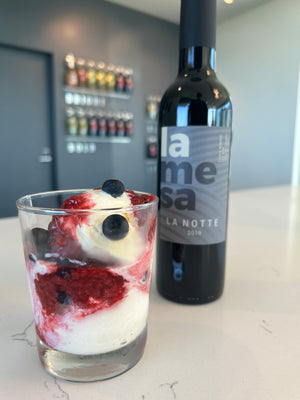 Raspberry Port Reduction Sundae at La Mesa Vineyards