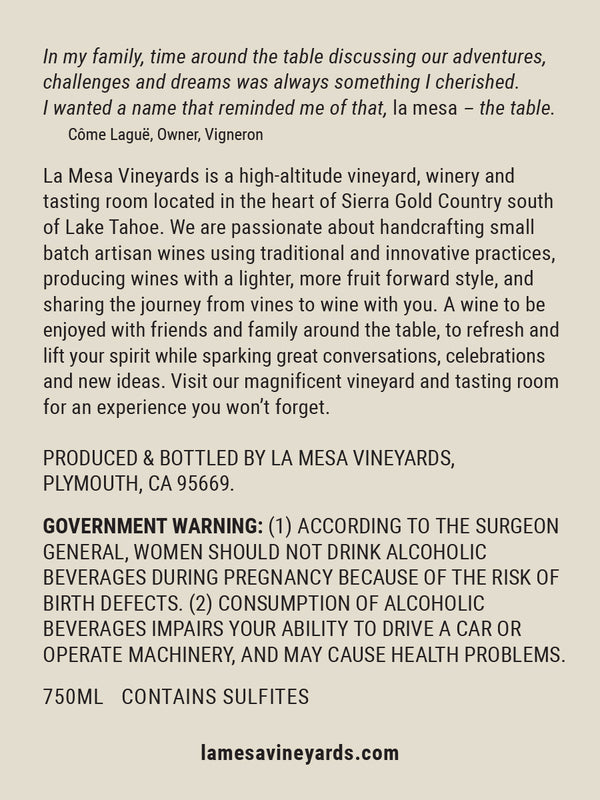 La Mesa back label